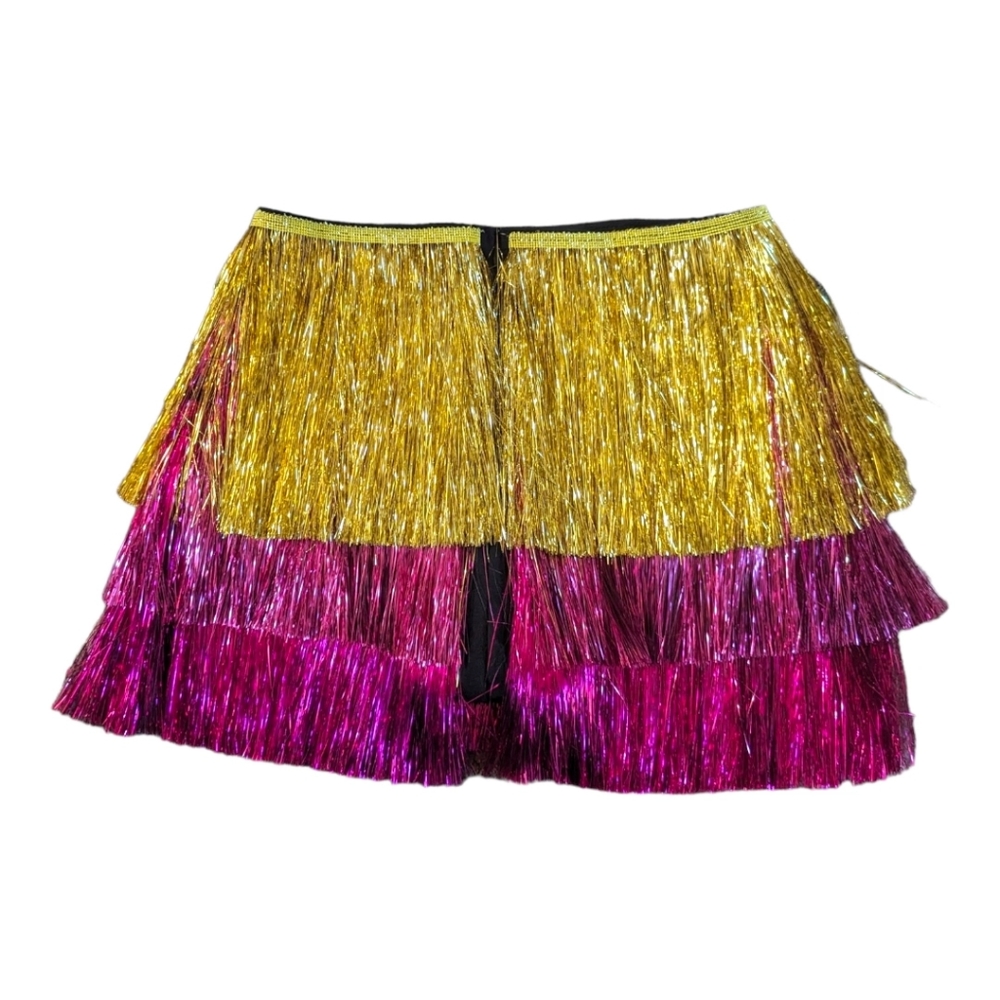 Nasty Gal Color Block Tinsel Fringe Shorts - Picture 3 of 7